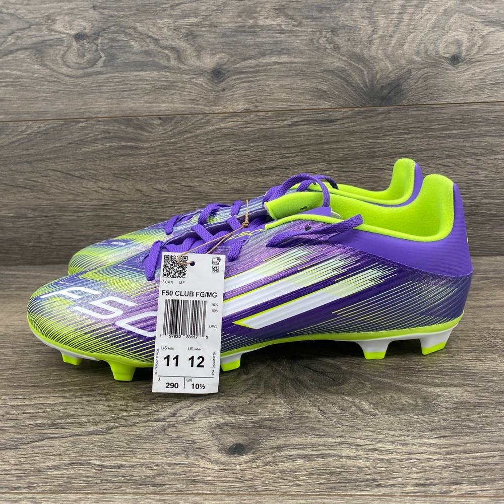 Adidas F50 Club FG/MG Soccer Cleats Mens 11 Purple Solar Yellow JI0043